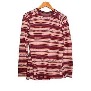 Smartwool Women's Merino 250 Base Layer Top Large Purple Orange Striped Outdoor